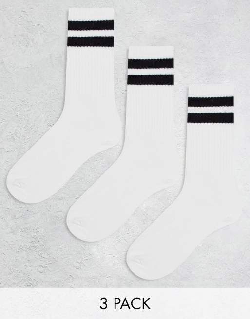 Bershka – 3er-Pack Sportsocken in Weiß
