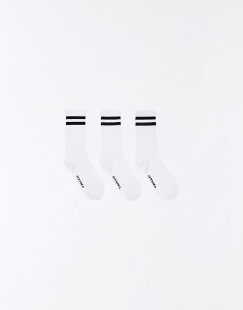 Bershka – 3er-Pack Sportsocken in Weiß - view 1