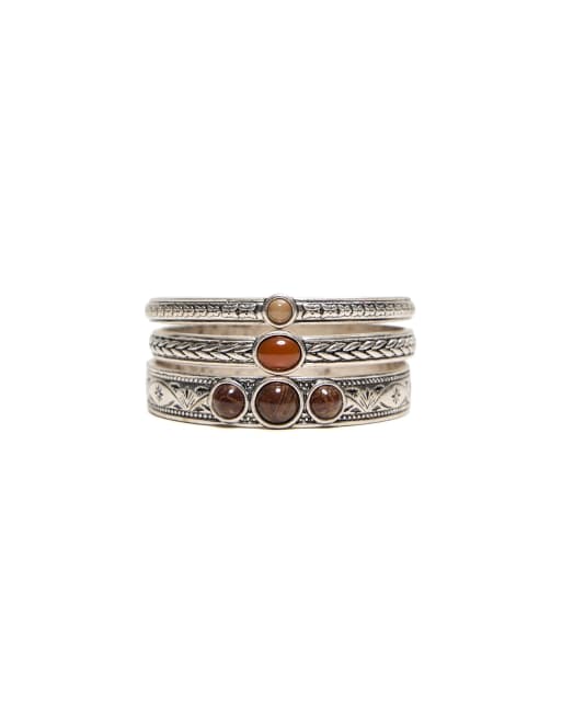Bershka 3er-Pack Steinarmbänder in Silber, 5 von 5