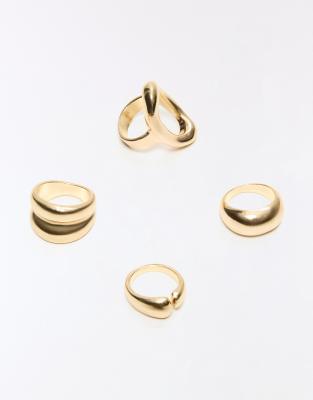 Bershka - 3er-Set Ringe in Goldoptik-Goldfarben