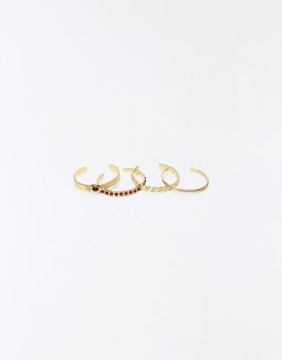 Bershka - 4er-Pack Armreifen in Goldoptik mit Strassverzierung-Goldfarben