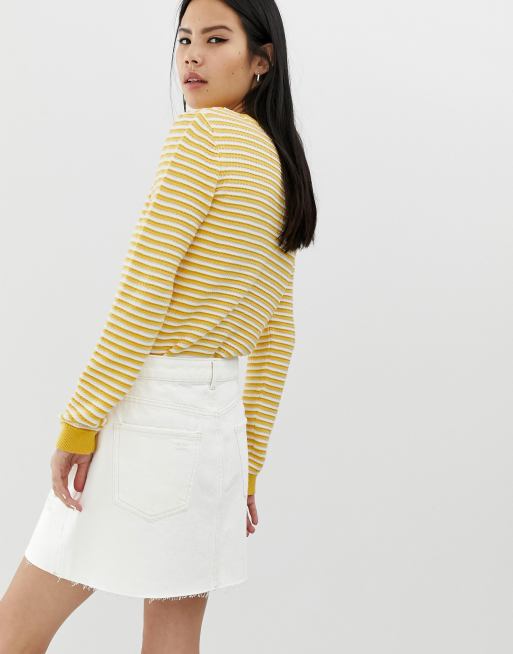 White denim skirt outlet bershka