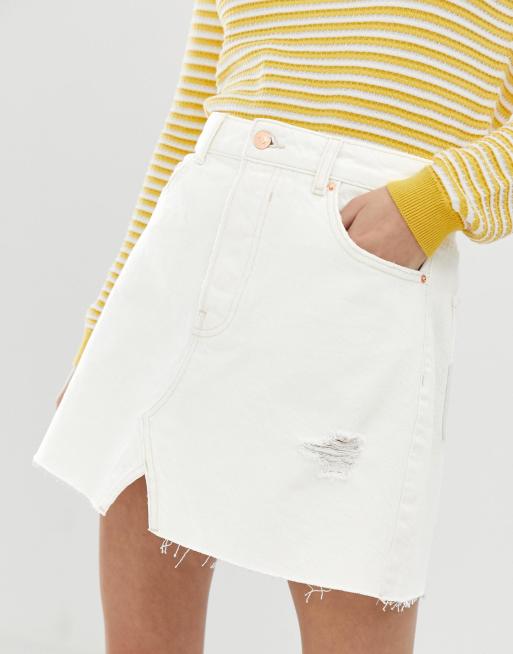 White denim skirt bershka sale