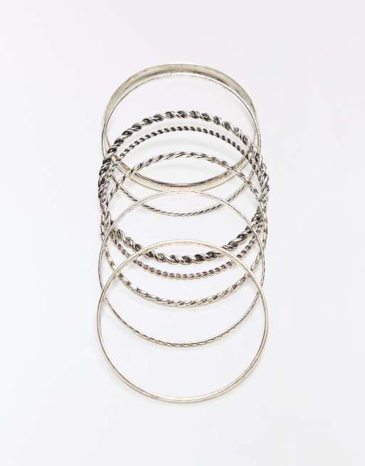 Bershka 7-pack fina armband i silver, 4 av 4