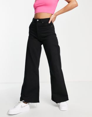 Bershka 90s Super Wide Leg Jeans In Black | ModeSens