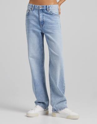 Bershka 90's baggy jean in vintage blue