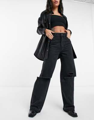 bershka baggy jeans black