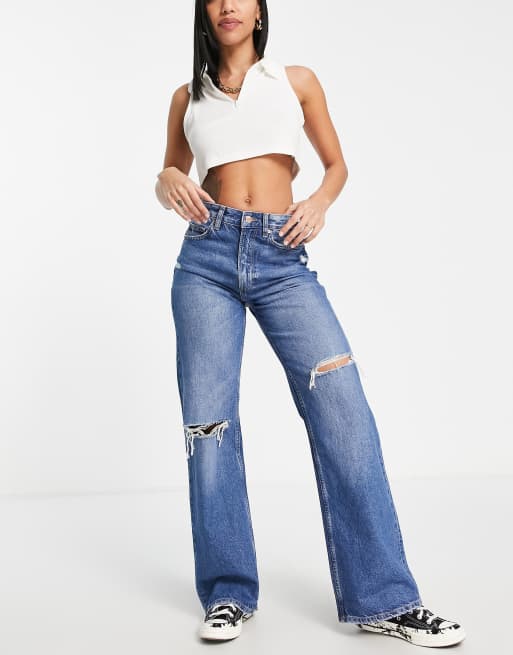 Wide jeans bershka hot sale