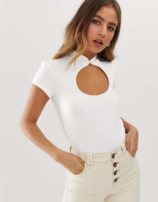 white cut out top