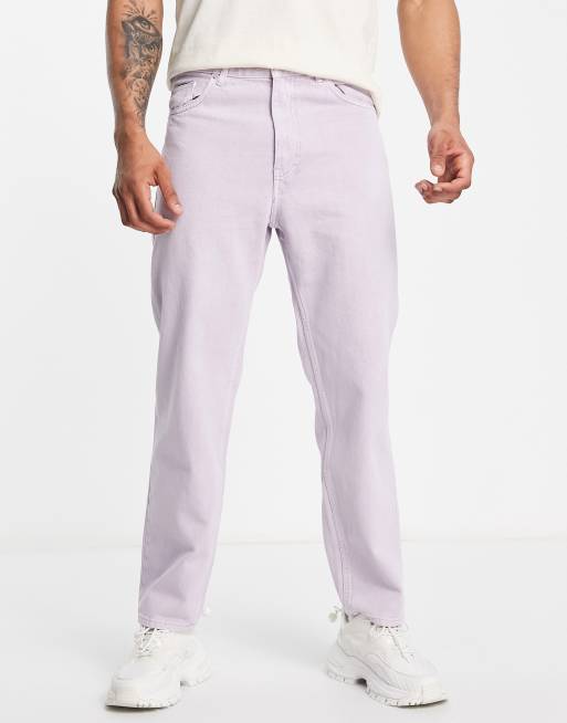 Bershka 90's fit baggy jeans in lilac ASOS