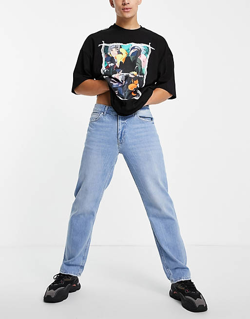 Bershka 90's fit jeans in mid blue
