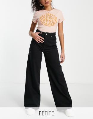 petite wide leg black jeans