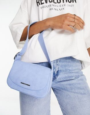 Bershka 90s Shoulder Bag In Soft Blue | ModeSens