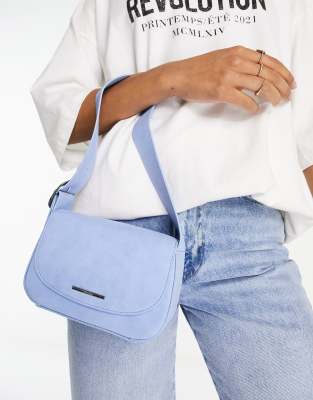 Bershka 90s shoulder bag in soft blue