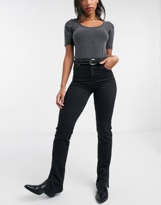 split jeans black