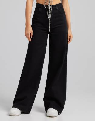 black wide leg jeans