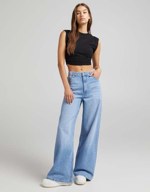 Wide leg hot sale jeans bershka