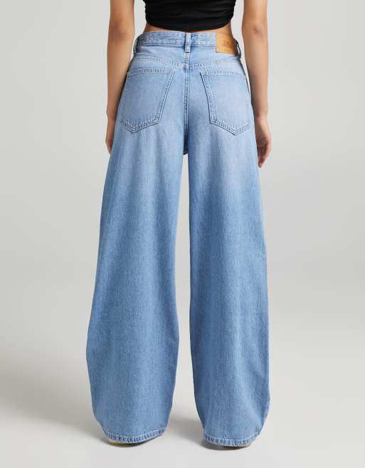 Lioness seam detail wide leg jeans in blue wash