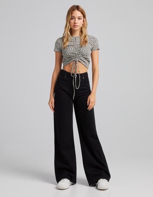 Bershka 90s super wide-legged jean in black ASOS