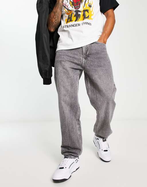 Bershka 90s wide jeans in gray