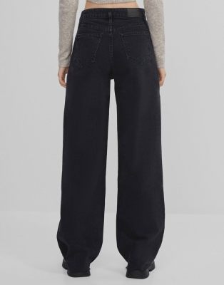 Bershka 90s wide leg baggy jean in black | ASOS