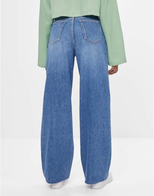 Bershka 90s Wide Leg Baggy Jeans In Blue Asos