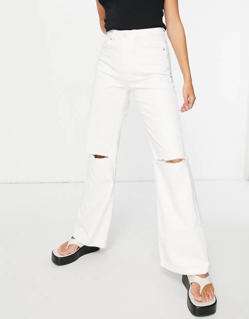 White wide leg jeans