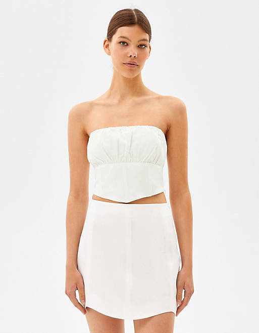Bershka a line mini skirt in white