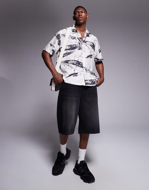 Bershka abstract shirt in white , 4 of 4
