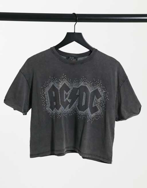 Bershka AC DC band t shirt in black