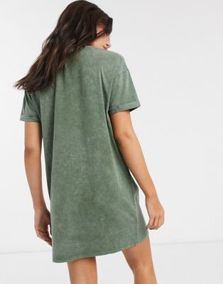 khaki green t shirt dress