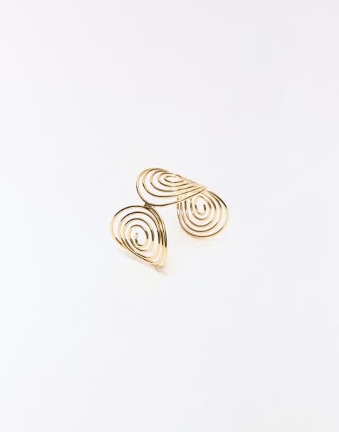 Bershka Adjustable spiral bracelet in gold - view 1