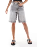 [Bershka] Bershka adjustable waist baggy longline shorts in grey 16 GREY