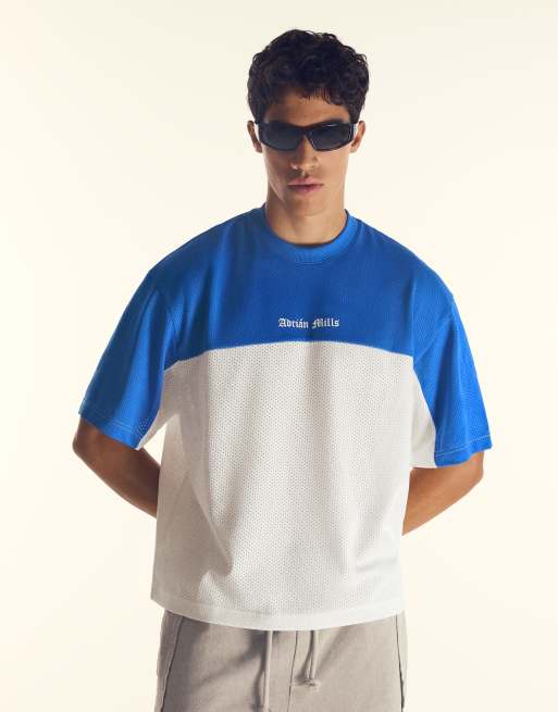 Bershka Adrian mills mesh t-shirt in denim blue, 2 of 6