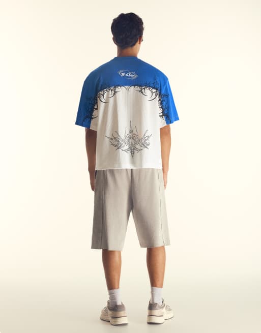 Bershka Adrian mills mesh t-shirt in denim blue, 3 of 6