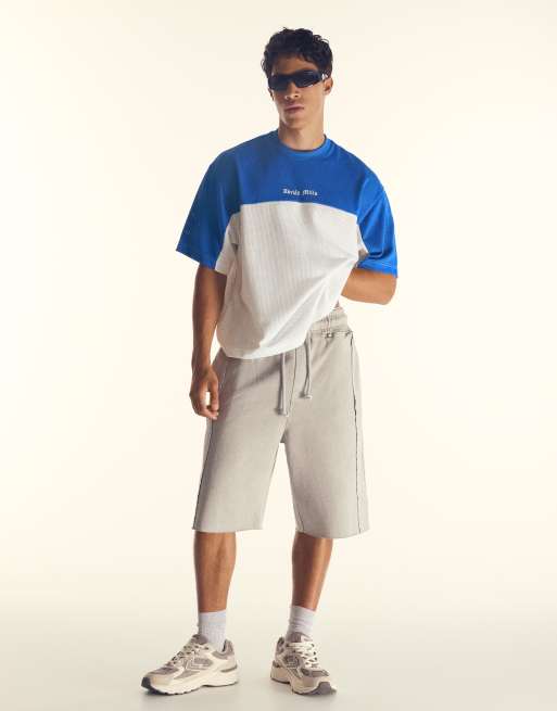 Bershka Adrian mills mesh t-shirt in denim blue, 4 of 6