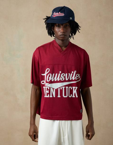 Bershka amerikansk mesh boxy T-shirt i rød - view 1