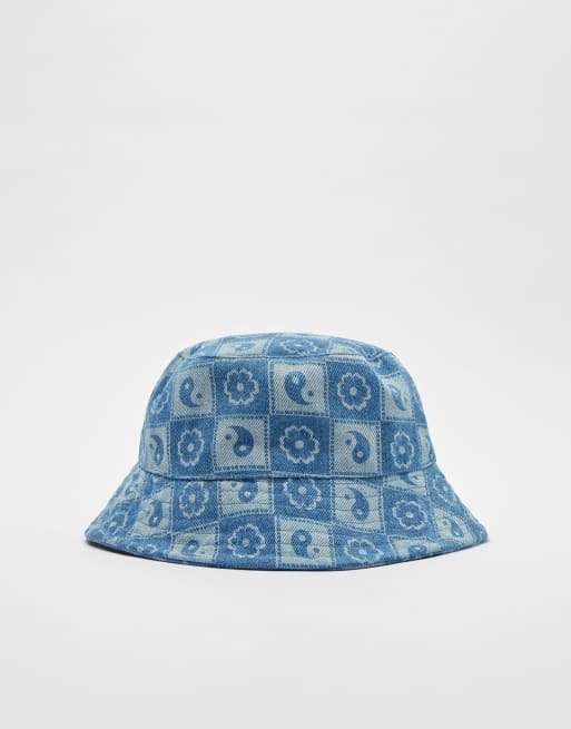 Bershka – Anglerhut in Blau mit Logo-Detail im Symbol-Design, 3 von 4