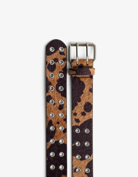 Bershka Animal print belt in brown - view 1