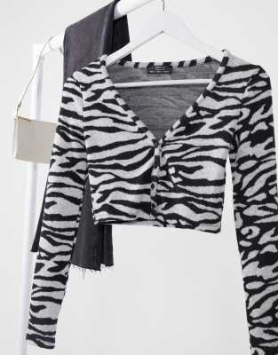 leopard print cropped cardigan