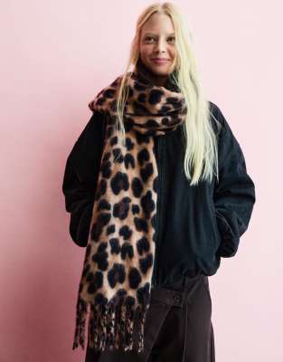 Bershka Animal print scarf in brown