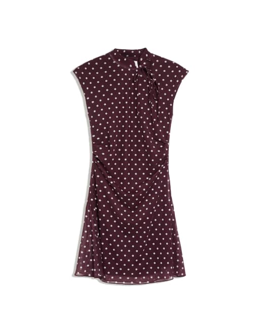 Bershka Animal-Print Tüll-Minikleid in Burgunderrot, 2 von 2