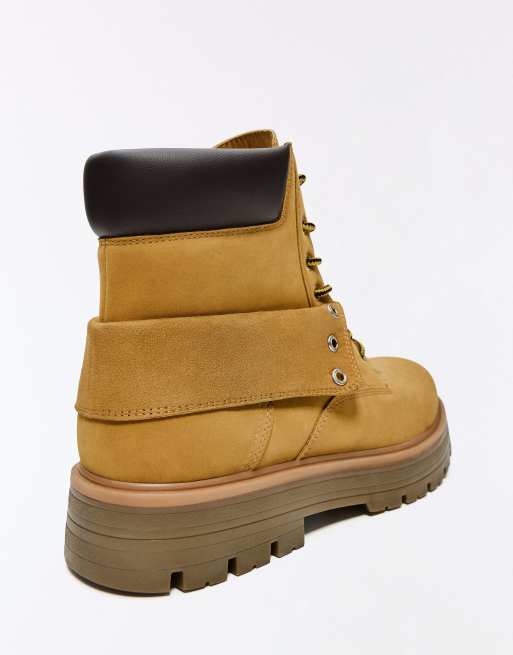 Bershka ankelboots med snörning i tan, 5 av 5