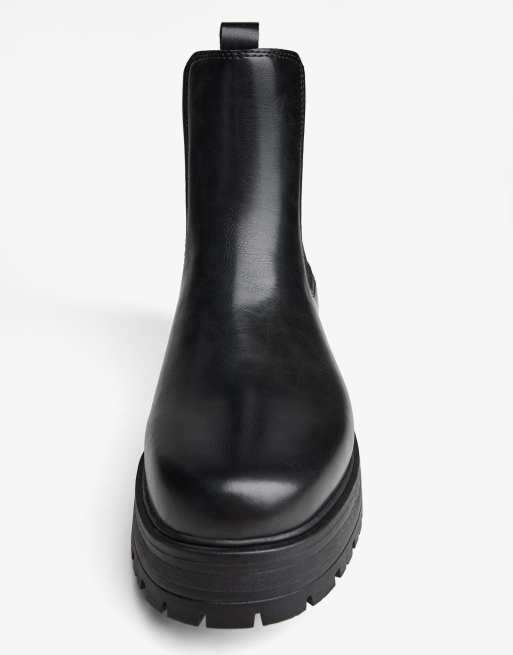 Bershka Ankle boots with elastic detail in black, 2 of 4