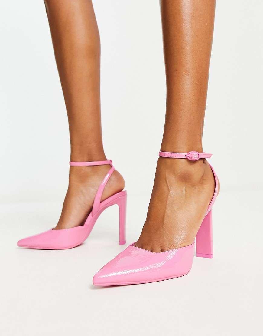 Bershka ankle strap pumps in pink