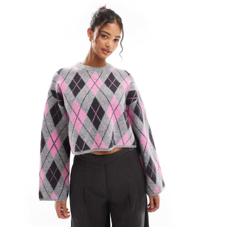 【COSYHARU】Ramiel Argyle Knitwear RELAXED ABSTRACT ARGYLE-KNIT SHIRT - WHITE | COS