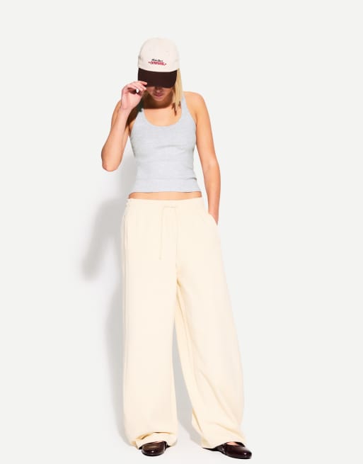 Bershka sleeveless ribbed t-shirt in grey