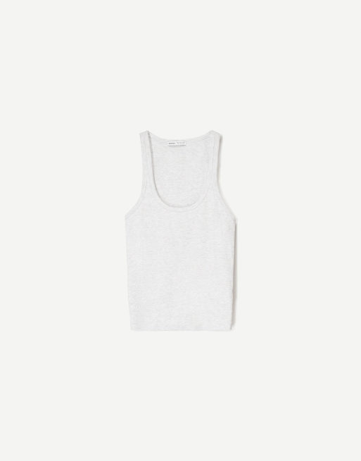 Bershka sleeveless ribbed t-shirt in grey