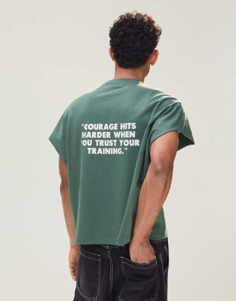 Bershka – Ärmelloses Oversize-T-Shirt in Blau mit Print - view 1