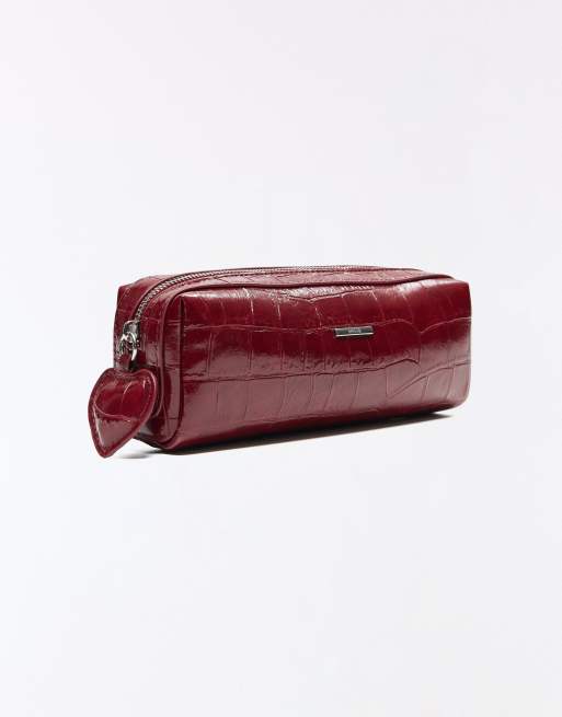 Bershka astuccio testurizzato a forma di astuccio portapenne bordeaux, 2 di 4